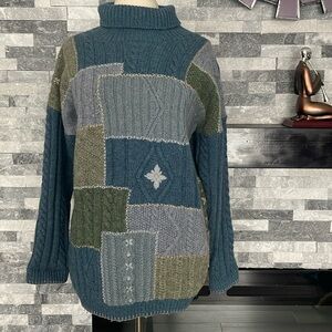 Express Handknitted Internationale Patchwork Sweater Women’s Size S ? ( Fit M/L)